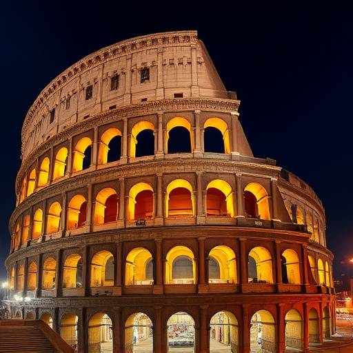 Il Colosseo illuminato di notte a Roma